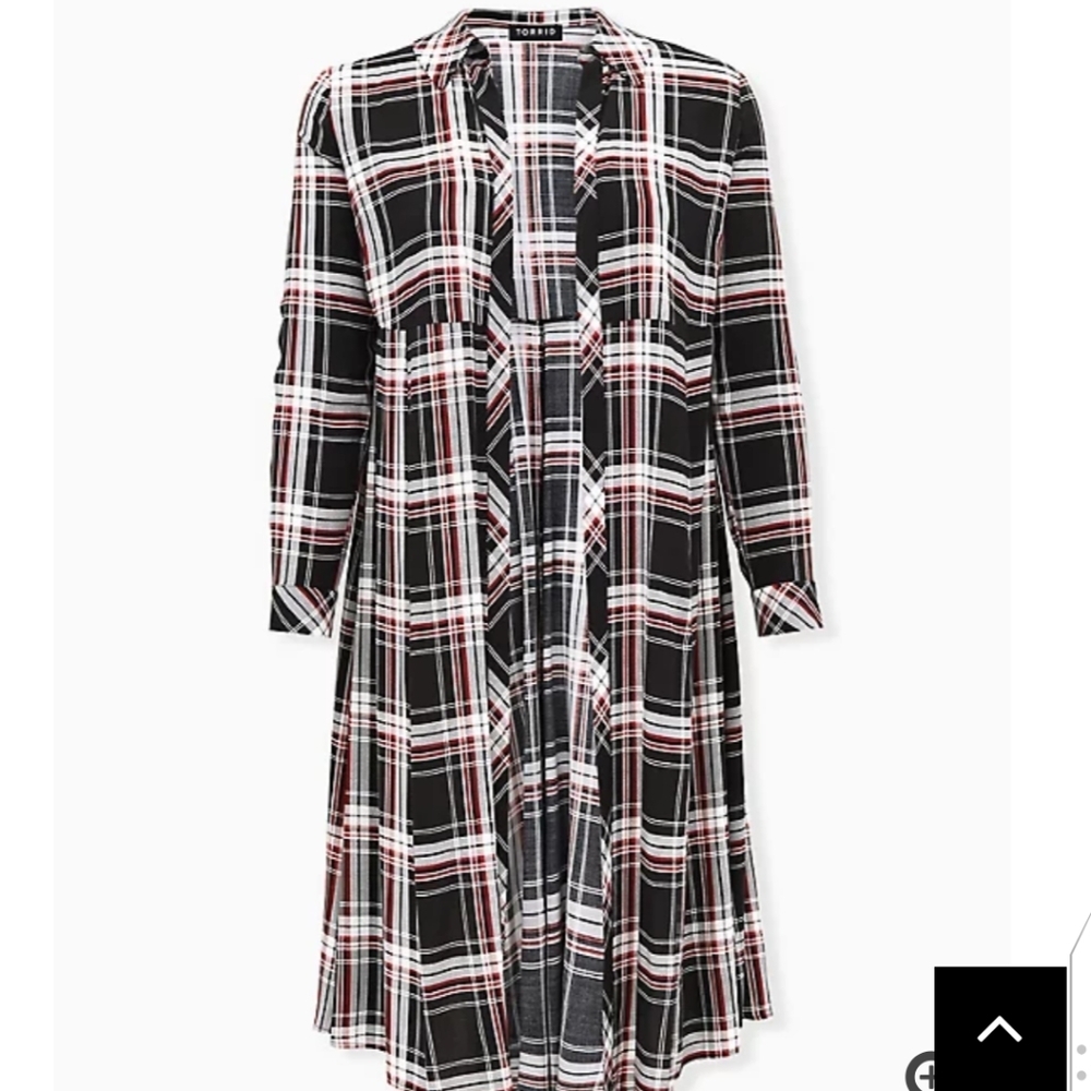 🆕3X BLACK PLAID CHALLIS DUSTER SHIRT KIMONO